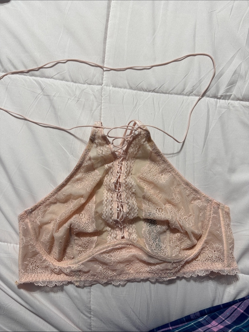 Victoria's Secret Lace Halter Bralette in Light Pink